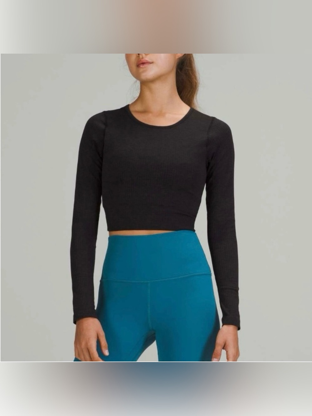 lululemon athletica Black Long-Sleeve Cropped Crew